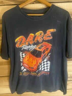 DARE Racing Graphic Tee - faded black with Orange Car XL Keep Kids Off Drugs